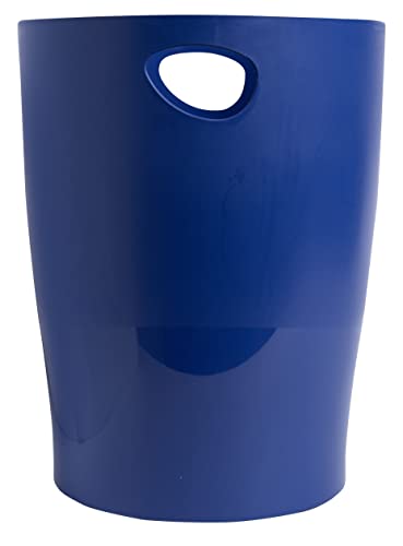 Exacompta 45303D ECOBIN Papierkorb BeeBlue aus Recycling-Kunststoff 15 Liter mit Griffen. Eleganter und robuster Papierkorb und Mülleimer im modernen Design Marineblau Blauer Engel von Exacompta