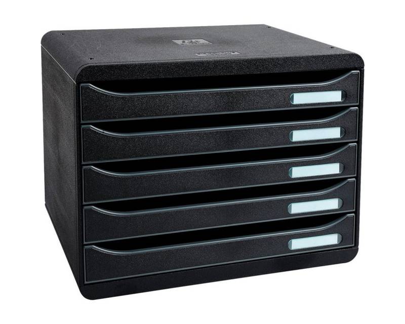 EXACOMPTA Schublade Big-Box Plus quer Classic schwarz 308714D DIN A4 quer mit 5 Schublade von EXACOMPTA