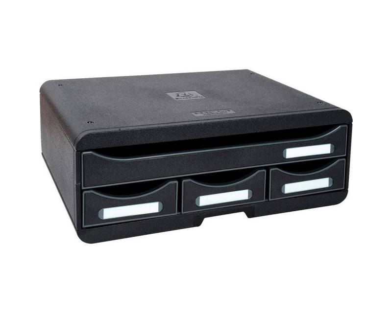 EXACOMPTA Schublade Toolbox schwarz 319714D, DIN A4+ quer mit 4 Schubladen von EXACOMPTA