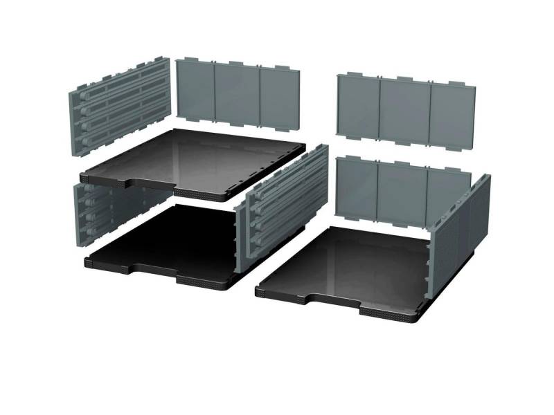 EXACOMPTA Schubladenbox MODULODOC Basiselement-Set für große Schubladen Dunkelgrau 360714D, Sortierungsmodul von EXACOMPTA