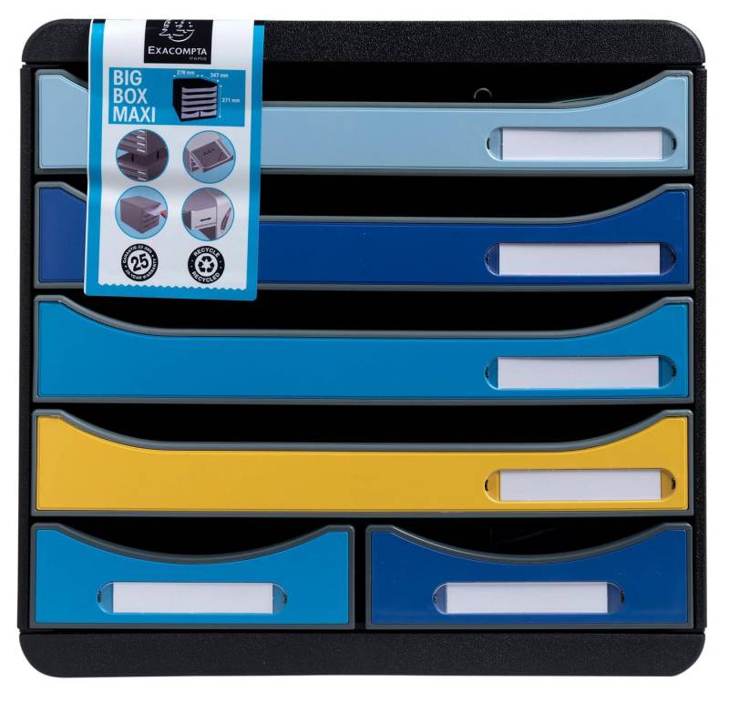 EXACOMPTA Schubladenbox Schubladenbox BIG BOX MAXI 6 offene Schubladen sortiert 3124202D, Boxen stappelbar von EXACOMPTA