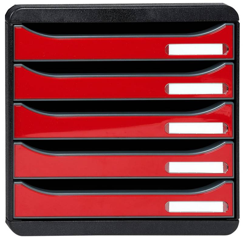 EXACOMPTA Schubladenbox Schubladenbox Big Box Plus 5 offene Schubladen rot glossy 3097218D, Boxen stappelbar von EXACOMPTA