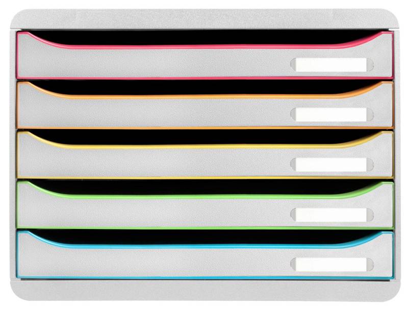 EXACOMPTA Schubladenbox Schubladenbox BigBoxPlus Horizon Quer 5 Schub Weiss/Harlekin 308913D von EXACOMPTA