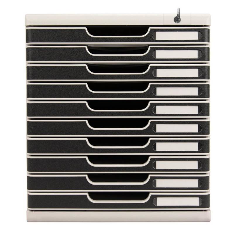 EXACOMPTA Schubladenbox Schubladenbox MODULO A4, 10 abschließbare Schubladen, Schwarz, 332014D, Boxen modulierbar von EXACOMPTA