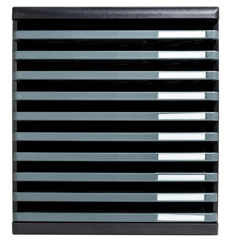EXACOMPTA Schubladenbox Schubladenbox MODULO A4, 10 offene Schubladen - Dunkelgrau - 304714D, Boxen modulierbar von EXACOMPTA