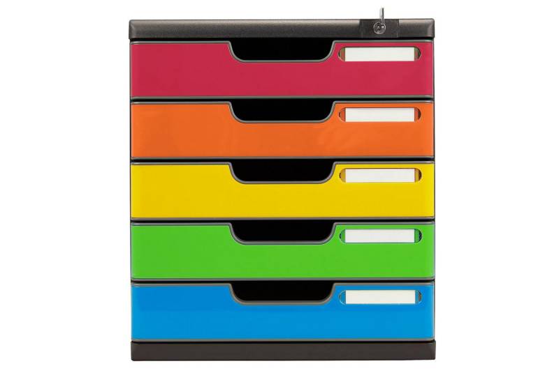 EXACOMPTA Schubladenbox Schubladenbox MODULO A4 5 abschließbare Schub Harlekin glossy 331798D, Boxen modulierbar von EXACOMPTA