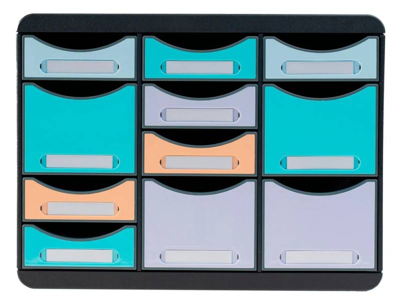 EXACOMPTA Schubladenbox Schubladenbox STORE BOX MULTI 11 offene Schubladen Aquarel 3132796D, Boxen stappelbar von EXACOMPTA