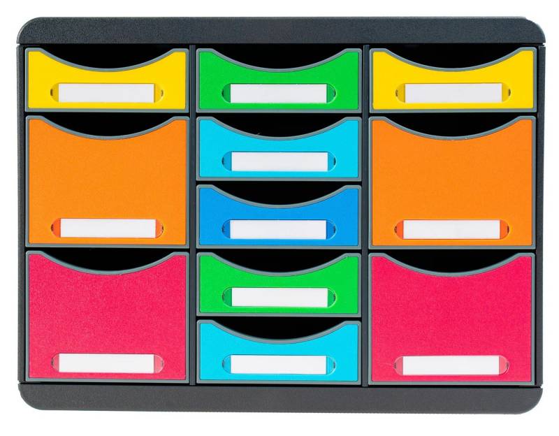 EXACOMPTA Schubladenbox Schubladenbox STORE BOX MULTI 11 offene Schubladen Regenbogen 313798D, Boxen stappelbar von EXACOMPTA