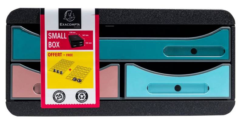 EXACOMPTA Schubladenbox Small Box, Schubladenbox mit 3 Schubladen, Skandi - sortiert - 311606D, Boxen stappelbar von EXACOMPTA