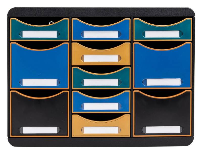 EXACOMPTA Schubladenbox Store Box Multi Schubladenbox +11 Schubladen Neo Deco sortiert 313505D, Boxen stappelbar von EXACOMPTA