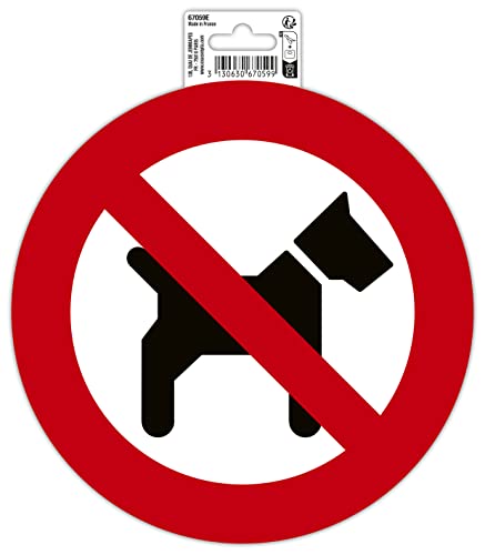 Exacompta 67059E Hunde verboten Klebeschild Ø20cm Rot-Weiß aus UV-beständigem PVC Hinweisschild Schilder Warnhinweis Sticker Aufkleber Türschild von Exacompta