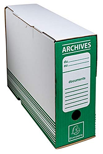 Exacompta 261003H 50er Pack Archivbox aus Wellpappe 10cm breit für DIN A4 Sammelbox Ablagebox grün von Exacompta