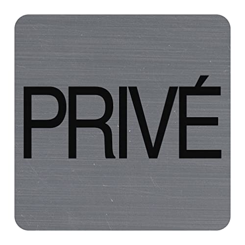 Exacompta - 67177E - 1 Türschild selbstklebend PRIVÉ - Wandschild bedruckt - auf allen Untergründen - Aluminium Optik gebürstet - Maße: 7,5 x 7,5 cm von Exacompta