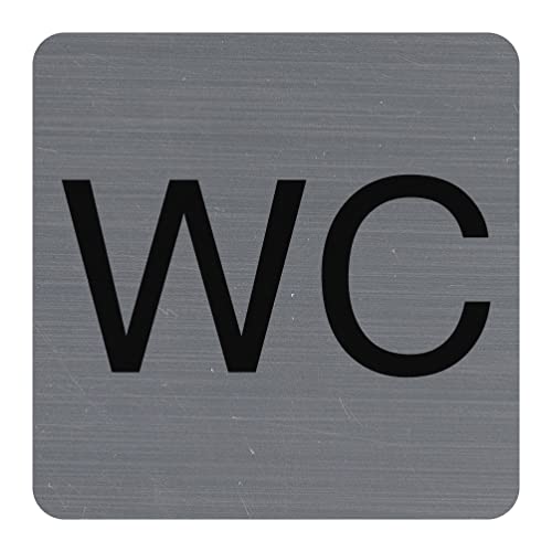 Exacompta - 67179E - 1 Stück WC Türschild selbstklebend - Wandschild bedruckt - Alle Untergründe - Alu-Optik gebürstet - Maße: 7,5 x 7,5 cm von Exacompta