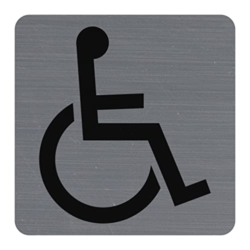 Exacompta - 67191E - 1 Türschild selbstklebend Handicapés Logo - Wandschild bedruckt - auf allen Untergründen - Aluminium gebürstet - Maße: 7,5 x 7,5 cm von Exacompta
