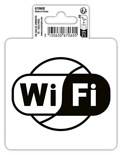 Exacompta 67060E Free Wifi Klebeschild 10x10cm Schwarz-Weiß aus UV-beständigem PVC Hinweisschild Schilder Warnhinweis Sticker Aufkleber Türschild von Exacompta