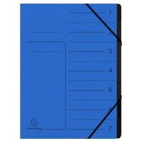 Ordnungsmappe DIN A4 170g/m² Colorspankarton Farbe: blau Farbe des Fächerblocks: schwarz 7 Fächer von EXACOMPTA