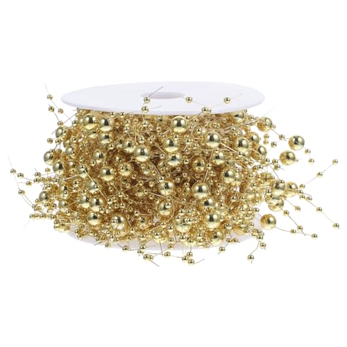 EXAOMBLE 1 Rolle Vase Perlenkette Hochzeitsdeko plastiktisch blumengesteck Room Decor for tischdeko esstisch Vasen künstlich Aufkleber füller Perlen Handwerk Perlen Perlenornamente Golden von EXAOMBLE