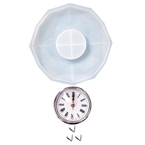 EXAOMBLE 1 Satz DIY Polygon Clock Silicone Mold Epoxy Casting Mold für Kreative Uhrengestaltung Silberner Uhr und Clips Flexibel und Wiederverwendbar für Sicheres Basteln EXAOMBLE 1 Satz DIY Polygon Clock Silicone Mold Epoxy Casting Mold für Kreative Uhrengestaltung Silberner Uhr und Clips Flexibel und Wiederverwendbar für Sicheres Basteln von EXAOMBLE