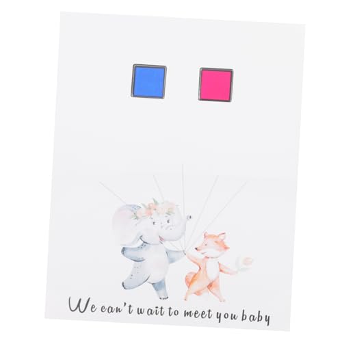 EXAOMBLE 1 Satz Fingerabdruckbaum für Geschlechtsverkündung mit Stempelkissen Blau und Aufkleber Keepsake für Babyparty und Unvergessliche von EXAOMBLE