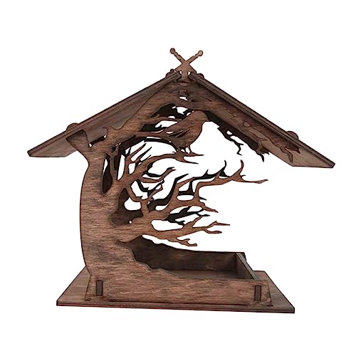 EXAOMBLE 1 Satz Vogelhaus Futterstelle für Draußen Holz Vogelfutterspender im Kreativen Design Wetterfest und Installieren für Garten oder Balkon von EXAOMBLE