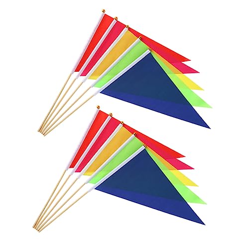 EXAOMBLE 10 Stück Flagge banner fähn Rasenfahnen Sturm-Band-Fahnen Baustellenfahnen Umfrage-Flags Markierungsfahnen Gartenpfahlfahnen kleine Fahnen Sprinklerfahnen für den Garten Bambus von EXAOMBLE