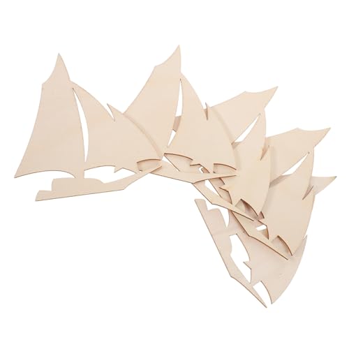 EXAOMBLE 10 Stück Teiliges Holz Segelboot Dekorationen Unvollendete Holzornamente für DIY Bastelprojekte Nautische Deko für Zuhause Büro und Partys von EXAOMBLE