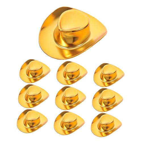 EXAOMBLE 10stücke Mini Cowboyhüte Winzige Puppenhüte Gefüllte Hüte Miniatur Westernhüte Kleine Winzige Mützen Kuchen-Cupcake-Topper Für Kleinkinder von EXAOMBLE