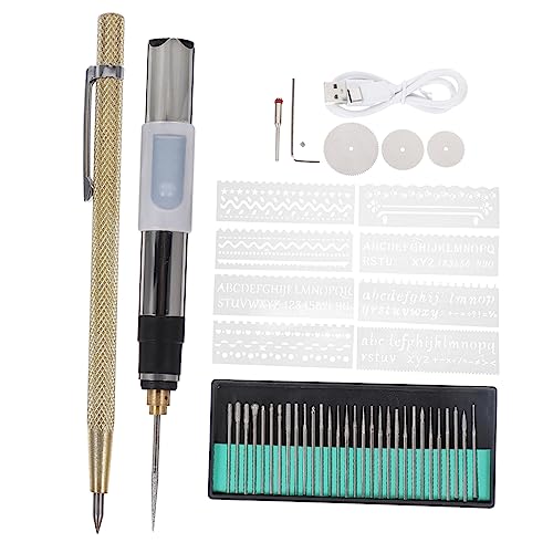 EXAOMBLE 1Satz Elektrischer Gravurstift mit Teiligem Zubehörset USB Ladbares DIY Werkzeug für Schneiden Gravieren Schleifen und Polieren Gang Einstellung für Präzise Arbeiten von EXAOMBLE