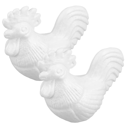 EXAOMBLE 2 Stück Schaumstoff Hühner Ornamente für DIY Bastelmaterial zum Malen Kreative Hahnsimulation Sicherem Schaumstoff Handgefertigte Tier Skulpturen Groß von EXAOMBLE