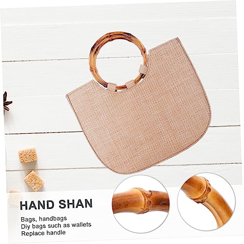 EXAOMBLE 2 Stück Teiliges Runde Bambus Taschengriffe DIY Bag Accessories Umweltfreundlich Sicher Ersatzgriff für Handtaschen Clutches und Geldbörsen Innendurchmesser von EXAOMBLE
