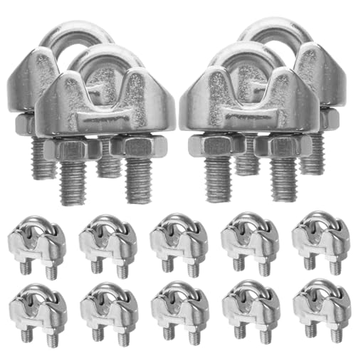 EXAOMBLE 20 Stück Teiliges Edelstahl Seilklemmen U Schraube Kabelklemmen Drahtseilklemme Rostfrei Hohe Härte für Sicheres Befestigen von Stahlseilen und Kabeln mit Rutschfester Basis von EXAOMBLE