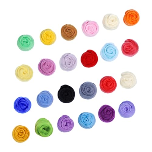 EXAOMBLE 24 Stück Teiliges Set Filzwolle Farben Handgemachtes Filzmaterial für DIY Projekte Einfach zu Verwenden Geeignet für Nadelfilzen Nassfilzen und Trockenfilzen Gesund und Sicher von EXAOMBLE