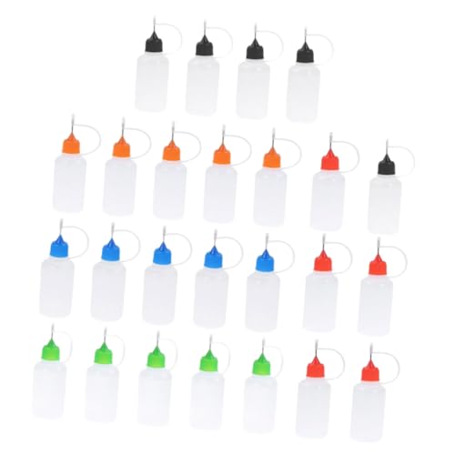 EXAOMBLE 25 Stück Teiliges Kleine Quetschflaschen aus Langlebigem mit Dosierspitzen Transparent für Aufbewahrung von Pigmenten Kleber Flüssigkeiten für DIY Malen und Reparaturen von EXAOMBLE