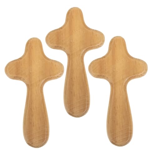 EXAOMBLE 3 Stück Holzkreuz Handwerk für geformt drinnen Kreuzdekor Kreuzverzierung aus Holz kreuzförmiges Kreuz Holzverzierung Kreuz Dekorationen Tischkreuz aus Holz hölzern Beige von EXAOMBLE