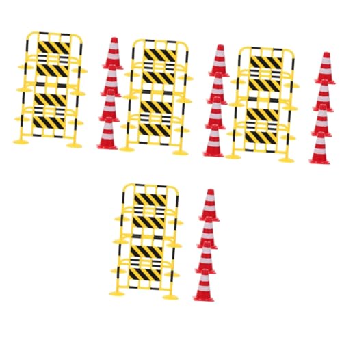 EXAOMBLE 4 Sätze Straßenspielzeug Barriere Kuppel Warnen Hindernis Indikator Verkehrszeichen Verkehrserziehung Miniatur Barrikade Straßensperren-Modell Mini -Zaun Abs 8 Stück * 4 von EXAOMBLE