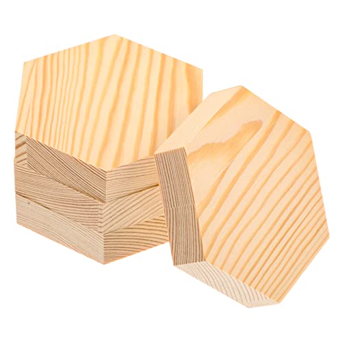 EXAOMBLE 4 Stück Sechseckige Holzscheiben für DIY Unbehandelte Holzstücke Bastelmaterial für Kreative Projekte Breit X für Kunsthandwerk von EXAOMBLE