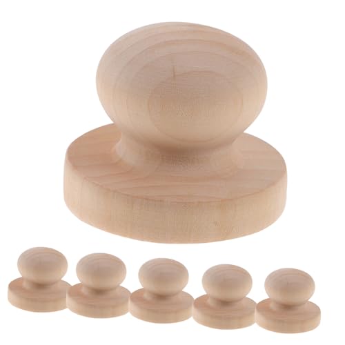 EXAOMBLE 6 Stück Holzstempel Griffe Ersatzteile für Stempel Runde Wachssiegel Griffe Holz Leicht zu Installieren Handfreundliches Design für DIY Projekte von EXAOMBLE