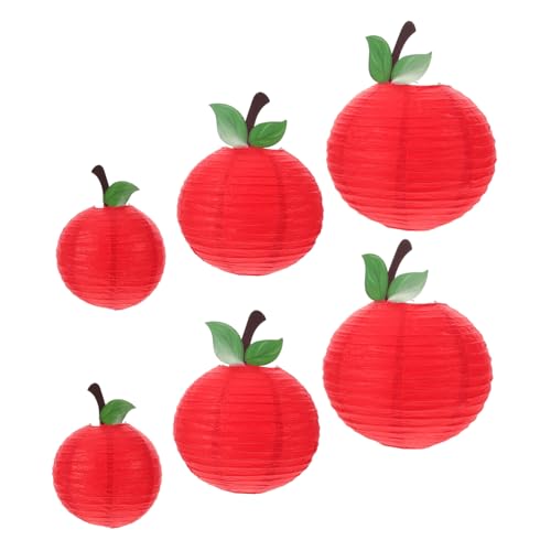 EXAOMBLE 6 Stück Rote Apfel Themen Dekoration für Schulanfang Hängende Laternen für Geburtstagsfeiern Feste Fröhliche von EXAOMBLE