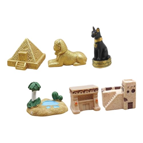 EXAOMBLE 6 Stück Teiliges Set Ägyptische Miniatur Statuen Dekorative Pyramidenfiguren für Zuhause Büro für der Ägyptischen Kultur Kreative Desktop Dekoration von EXAOMBLE