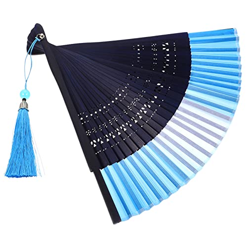 EXAOMBLE Chinesischer Faltfächer Bambus Handgefertigt Retro Stil Tragbarer Handfächer für Hochzeiten und Tänze Eleganter Fächer in Bunten Farben von EXAOMBLE