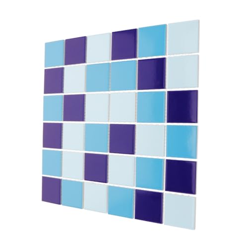 EXAOMBLE Dekorative Blaue Mosaikfliesen für Küche Schwimmbad und Badezimmer Hochglänzende Glatte Oberfläche Einfache Anwendung und Vielseitige Nutzung für Kreative Designs von EXAOMBLE