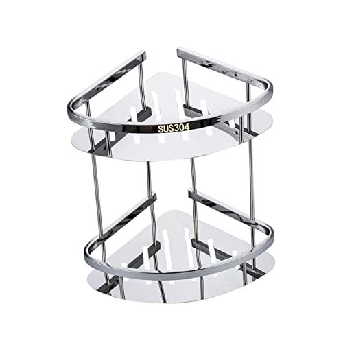 EXAOMBLE Doppelschichtiges Badezimmerregal Eckregal für Wandmontage Dreieckiges Lagerregal für Toilettenartikel Rostfrei und Platzsparend für Badezimmer und Küche von EXAOMBLE