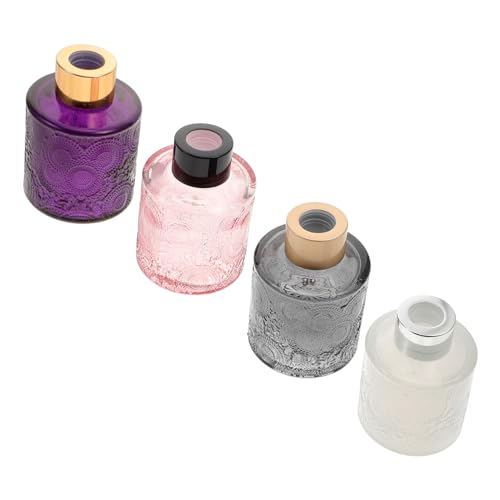 EXAOMBLE 4stücke Glas-aromaflaschen Mit Prägung Duftflaschen Für Raumduft Und Dekoration Für Wohnzimmer Und Schlafzimmer Zufällige Kappenfarbe Teiliges Zur Aromatherapie von EXAOMBLE