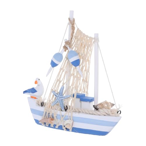 EXAOMBLE Handgefertigtes Holz Segelboot Modell Mediterranes für Schreibtisch Nautische Tischdeko Einzigartiges Detailreiche Holzkunst von EXAOMBLE