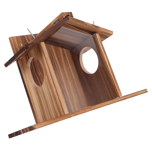 EXAOMBLE Holz Futterstation für Eichhörnchen Wandmontierter Futterspender für Garten Outdoor Haus für Eichhörnchen und Hamsterfütterung Wetterfest und Langlebig von EXAOMBLE
