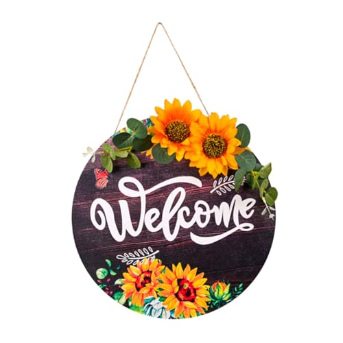 EXAOMBLE Holz Türschild Mit Sonnenblumenmuster Für Sommer Dekoratives Türdekor Einfach Anzubringen Und Platzsparend Zu Lagern von EXAOMBLE
