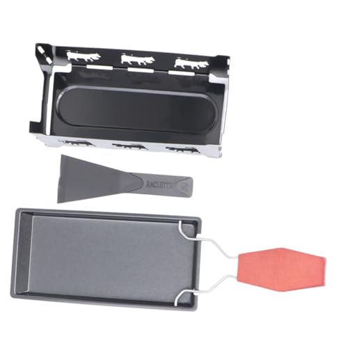 EXAOMBLE Mini Käsegrill set mit Antihaft backblech und Holzgriff Tragbares Camping kochgeschirr für Käsefondue Inklusive Kleiner Spachtel und Schwarzem Herdgestell Hitzebeständig für von EXAOMBLE