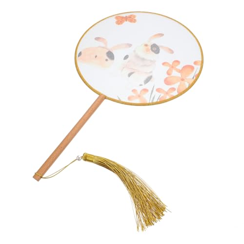 EXAOMBLE Runder Chinesischer Handfächer aus Halbtransparenter Seide mit Langem Stiel und Quaste Traditioneller Tanzfächer im Klassischen Stil Dekorativ Geeignet EXAOMBLE Runder Chinesischer Handfächer aus Halbtransparenter Seide mit Langem Stiel und Quaste Traditioneller Tanzfächer im Klassischen Stil Dekorativ Geeignet von EXAOMBLE