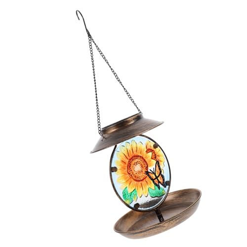 EXAOMBLE Solar Bird Feeder mit Wasserbehälter Hängender Vogelfutterspender für Außenbereich mit Solarlampe Attraktives Design für Ihren Garten Vogelbeobachtung von EXAOMBLE